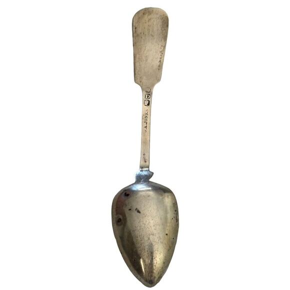 Antique Coin Silver Hall Hewson GA Jones 1839-42 Albany NY Tea Spoon Monogram - Picture 2 of 10